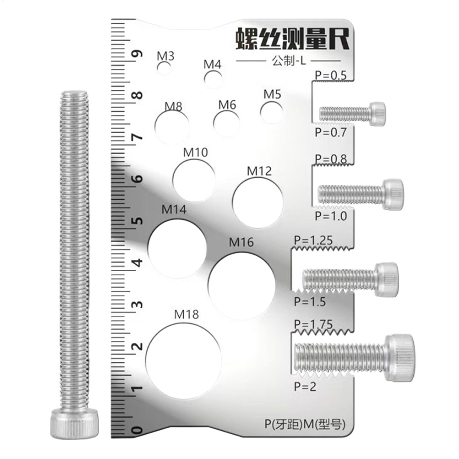 Screw Thread Pitch Gauge Ruler Measuring Tool Bolt Nut Metric Machining Threads Screw Cutting Gauge Angle Model Measuring