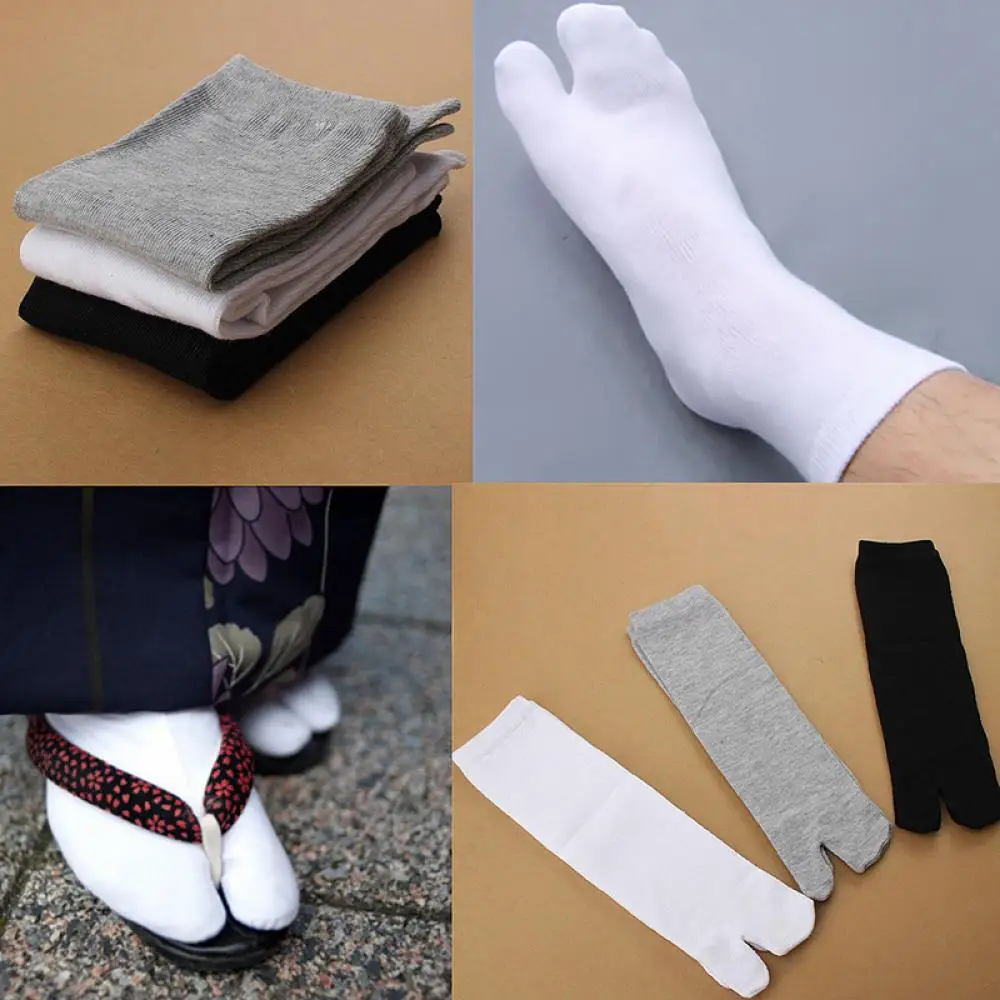 Calcetines de algodón de estilo japonés para hombre y mujer, calcetín de fibra de bambú, desodorante, transpirable, con dos dedos, tipo Kimono, lote de 3 pares