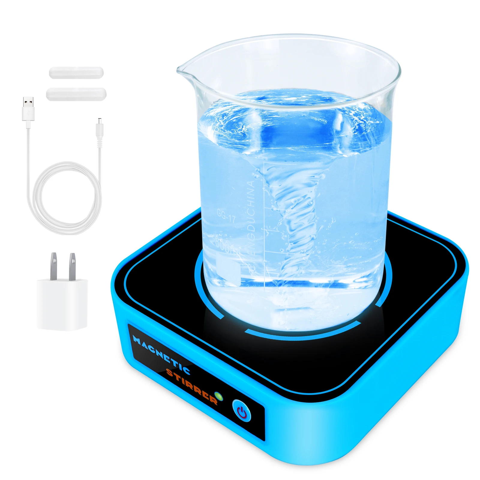 Agitatore magnetico, mini piastra di agitazione magnetica con 2 barre di agitazione, agitatori da laboratorio con agitatore magnetico da 3000 giri/min, motore CC senza spazzole