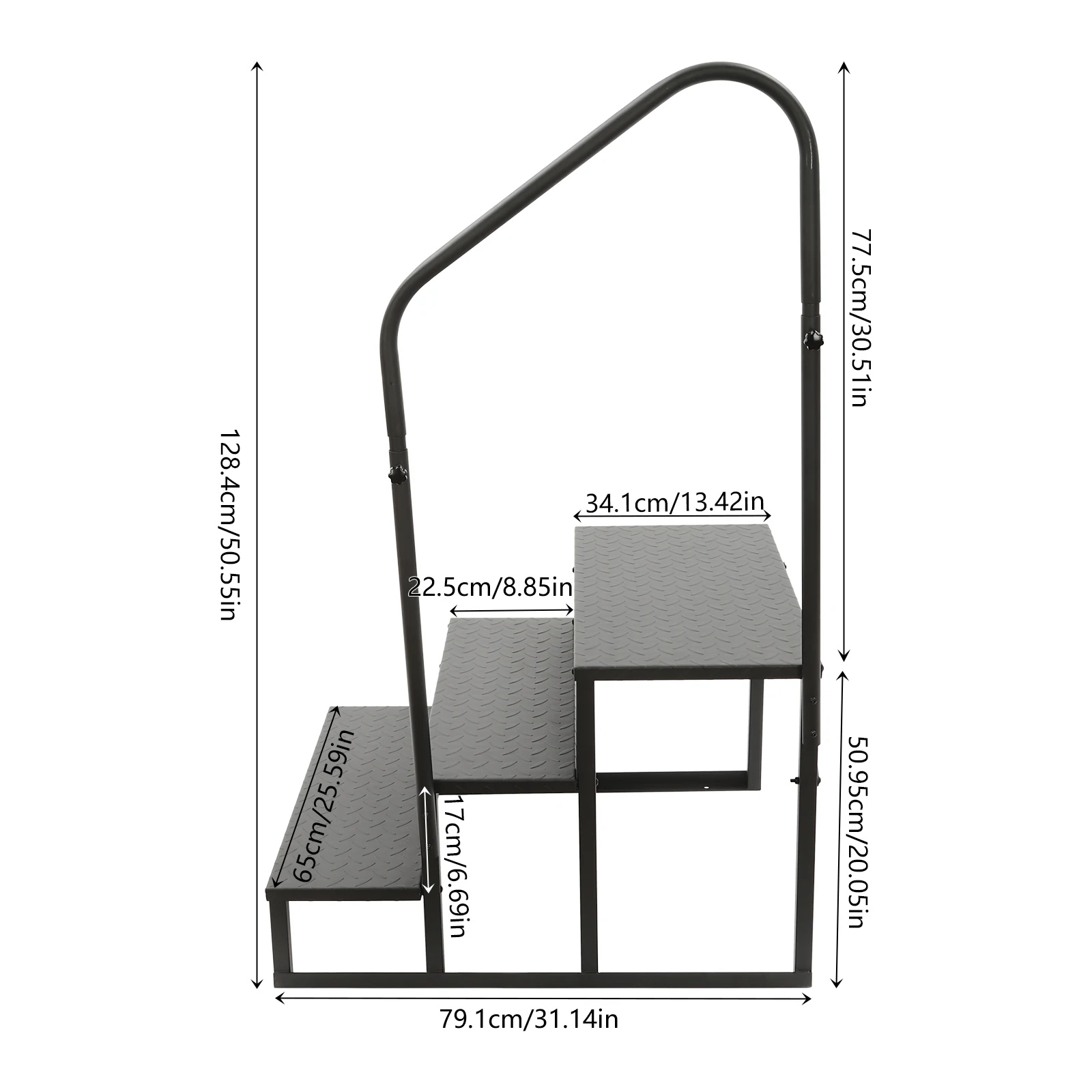 High-Quality Steel RV Stairs Handrails Ladder, 450 lbs Capacity, Dual-Side Mounting, Easy Installation, Safe for All Ages,