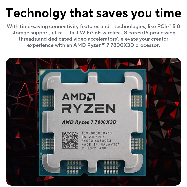 AMD Ryzen 7 7800X3D R7 7800X3D 5.0 GHz 8-Core 16-Thread CPU 5NM 96M 100-100000910 Socket AM5 New Tray Without cooler