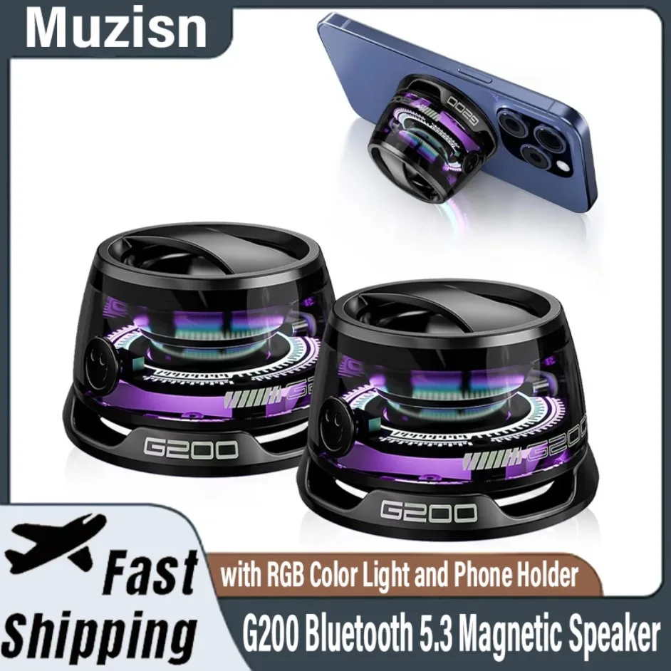 Bluetooth 5.3 magnetische draagbare Bluetooth-luidspreker G200 Mini-klankkast Magnetische Bluetooth multifunctionele RGB-luidspreker