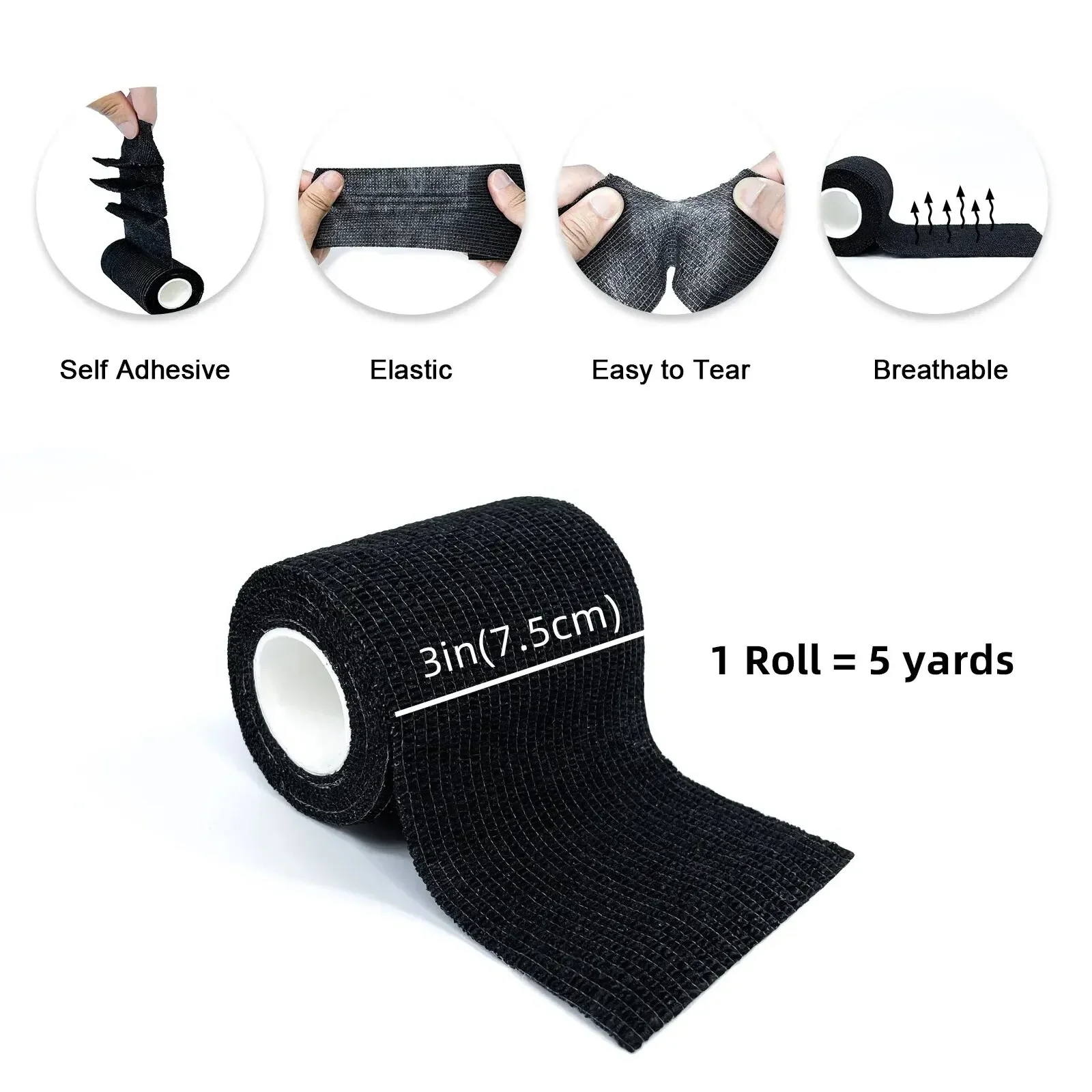 1 rolo 2.5/5/7.5/10cm * 4.8m bandagem autoadesiva elástica não tecida bandagem coesiva para fixação esportiva dedo pulso perna