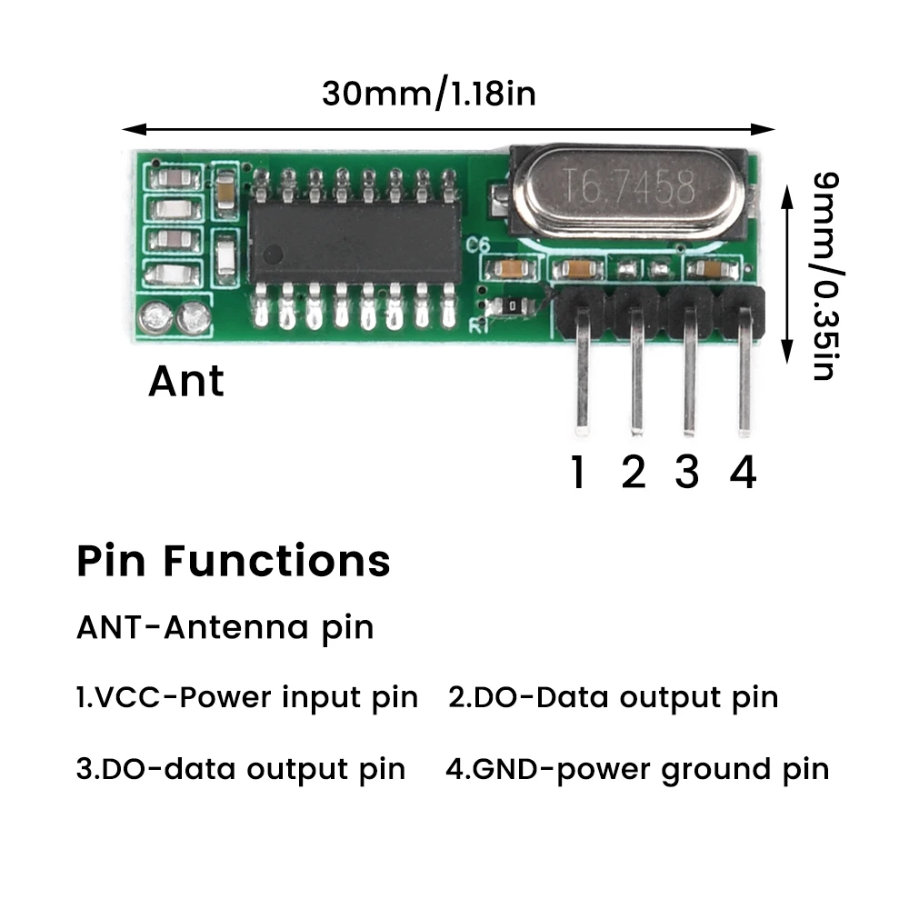 Arduino無線遠隔制御無線周波数モジュール用RX 470 433 MHZスーパーヘテロダイン無線周波数送受信モジュール