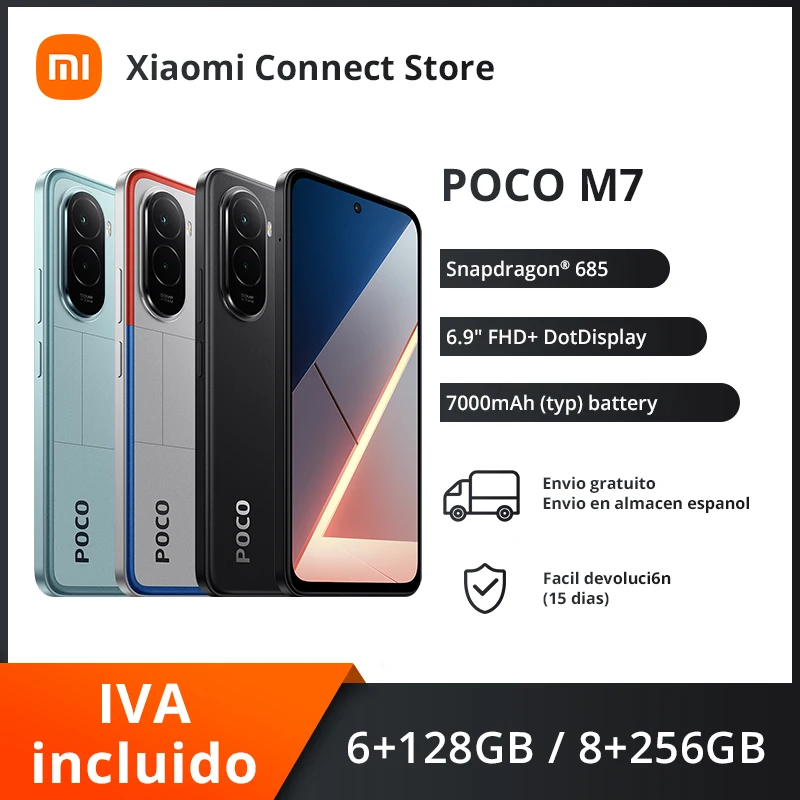 【Estreno mondiale】POCO M7 Versione globale Smartphone Snapdragon 685 Batteria da 7000 mAh Immersivo 6,9" FHD+ Display NFC 33 W Ricarica