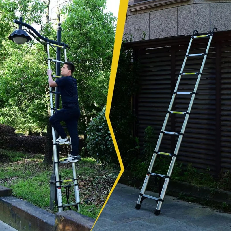 10.5ft (about 3.2m) Retractable Ladder Multi-functional Foldable Ladder Retractable Ladder Suitable Daily Attic Home 330 Pounds