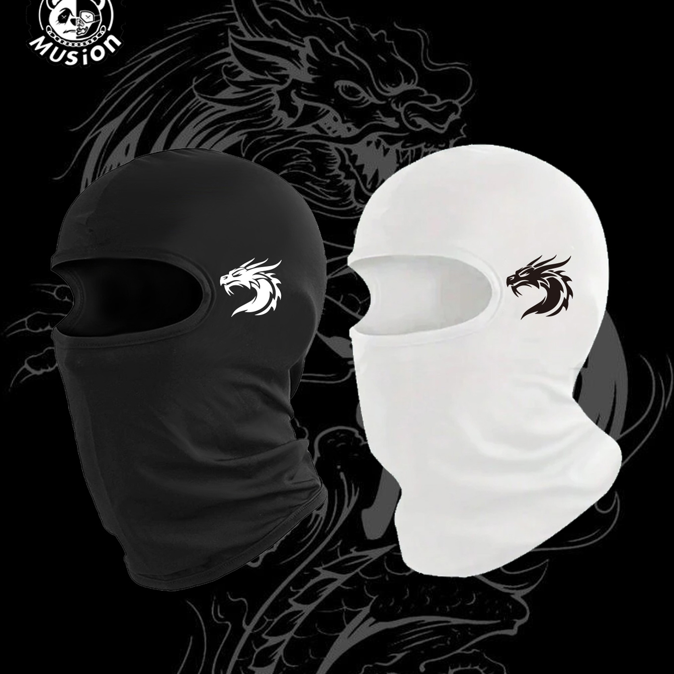 Musion Motorcycle Balaclava Fashion Print Sun Protection Full Face Mask Breathable Mask Balaclava Bicycle Cycling Head Cover Und