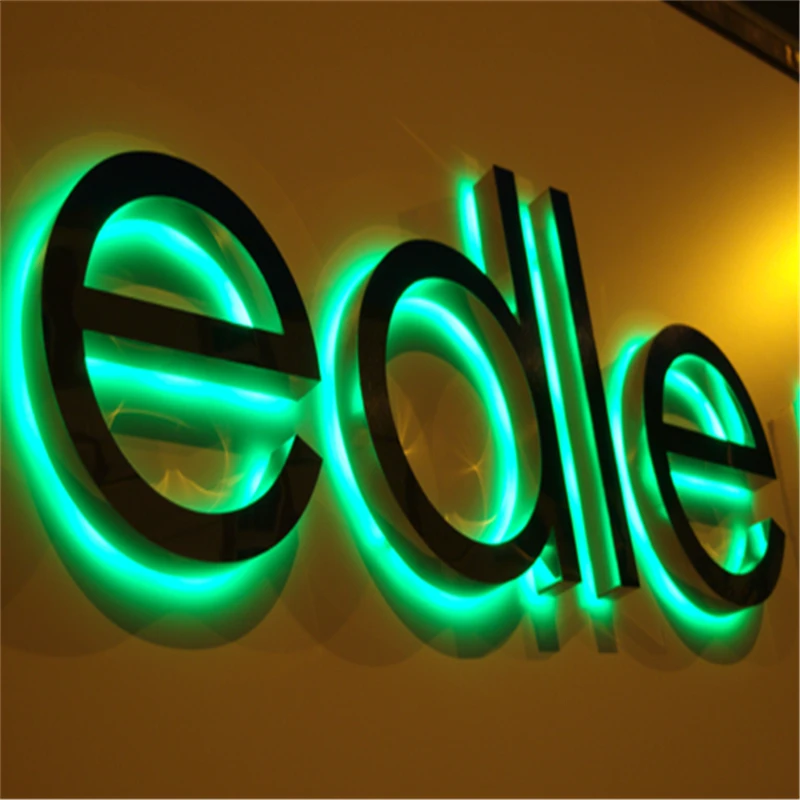 Kundenspezifische LED-Ladenschilder aus Edelstahl mit Hintergrundbeleuchtung für den Außenbereich, 3D-Helolit-LED-Buchstaben aus Metall, umgekehrtes, leuchtendes Ladenschild