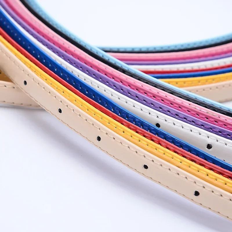 Children Candy Color Belts 1.2cm Super-thin PU Belts Simple Solid Color Lightweight Belts Summer Apparel Accessories
