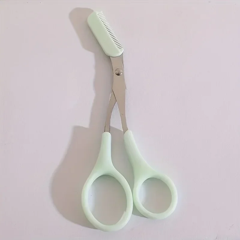 1pc Pink Eyebrow Trimming Scissors With Built-In Comb, Precision Grooming Tool For Perfect Brows Beauty Tool
