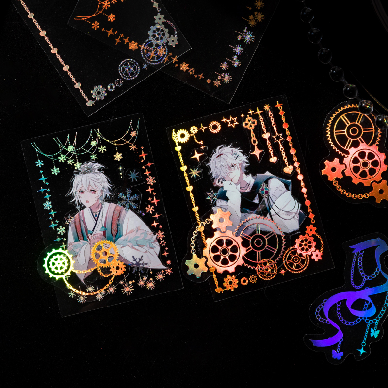 Journamm 30 Cái/gói Thú Cưng Laser Thủ Công Dán Cắt Dán Rác Tạp Chí DIY Thêu Sò Dán Trang Trí Chống Nước Miếng Dán Văn Phòng Phẩm