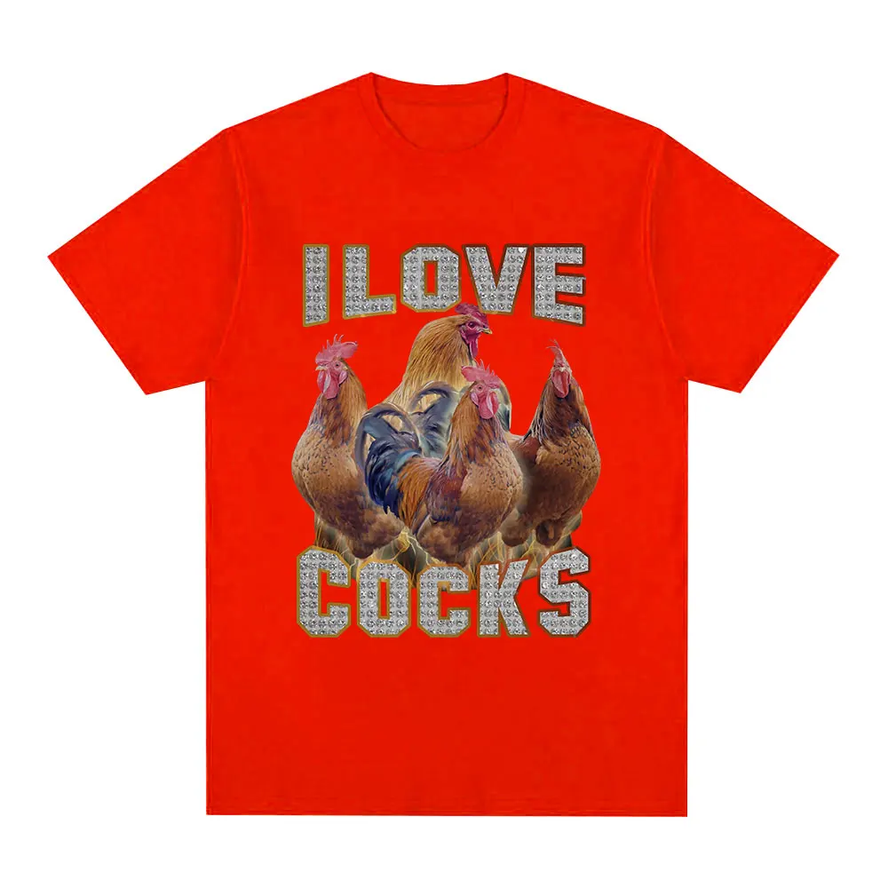 I Love Cocks 面白いオンドリミーム Tシャツ鶏愛好家半袖 Tシャツ女性の特大 Tシャツストリート服