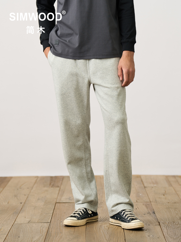 Simwood 2025 primavera verão novo solto em linha reta jogger calças dos homens 340gsm cor sólida ativo atlético treino moletom
