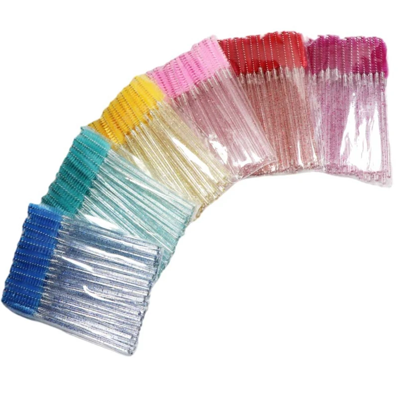 CNKESS 50 pz Spazzole Per Ciglia Usa E Getta Estensione Pennello Per Sopracciglia Di Cristallo Mascara Bacchetta Ciglia Set di Strumenti Cosmetici Trucco Bellezza