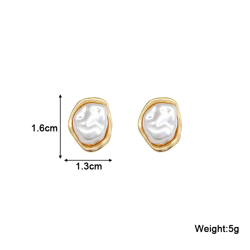 Nueva moda, pendientes ovalados blancos, declaración geométrica Irregular, pendientes inusuales para mujer, joyería Bohemia lateral de Metal de Color dorado