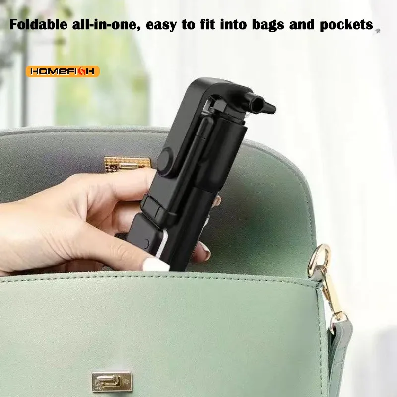 Supporto per treppiede per selfie stick Bluetooth wireless con treppiede per otturatore remoto con luce di riempimento