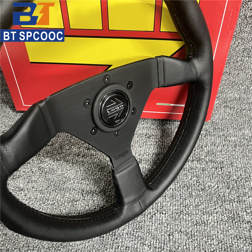 イタリアスタイル v2 12.5 インチ 13 インチ 320 ミリメートル本革車のステアリングホイール JDM レーシングスポーツドリフトステアリングホイールロゴ