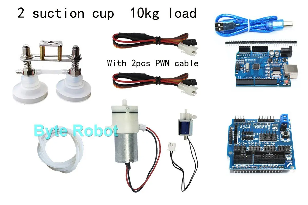 0,3/1/3/6/10/20 kg mechanischer Arm Vakuumpumpe Saugnapf mit PWN-Steuerschalter Sauger für Roboterarm für UNO R3 programmierbar
