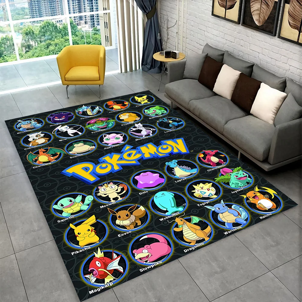 Alfombra 3D de dibujos animados de Pokémon para el hogar, sala de estar, dormitorio, sofá, decoración de felpudo, alfombra de área de juego para niños, alfombra antideslizante, regalo