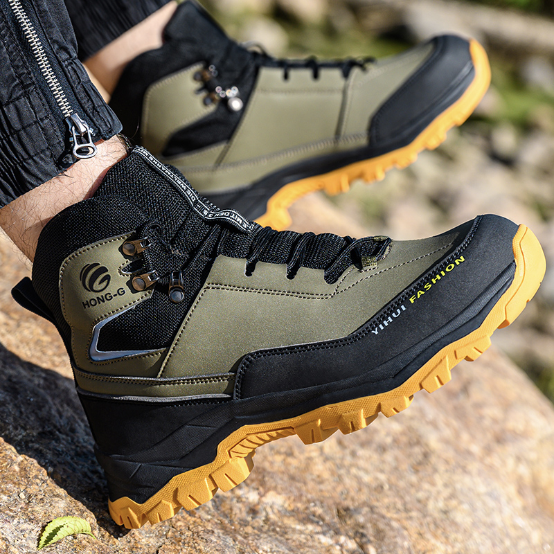 Botas de segurança anti-quebra masculinas, top alto, prova de perfuração, trabalho, resistente ao desgaste, sapatos de segurança