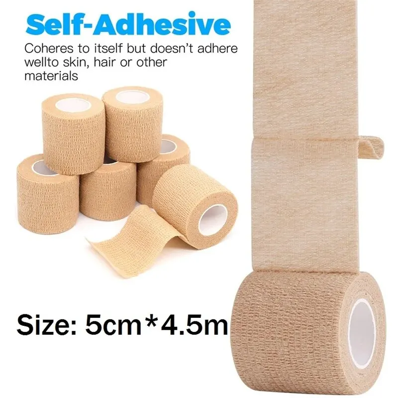 Vendaje elástico autoadhesivo desechable, 5cm x 4,5 m, para tubo de mango, accesorios de tatuaje, cinta de gasa, herramienta de primeros auxilios, 3 uds.