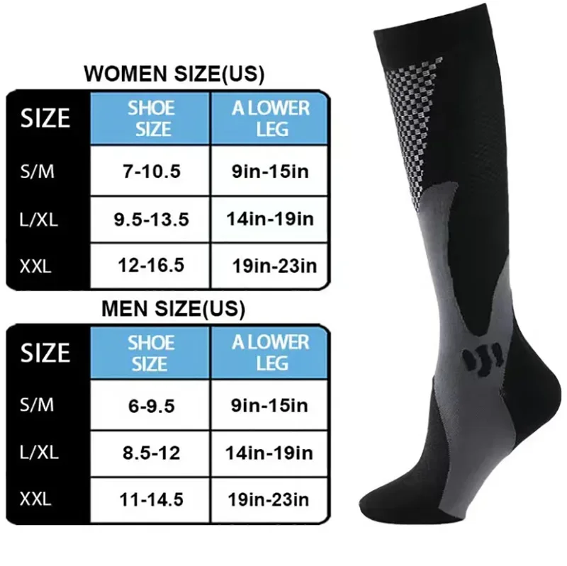 Männer Frauen Socken Elastische Sport Socken Fußball Laufen Strümpfe Klettern Radfahren Tennis Kompression Socken 20-30Mmhg