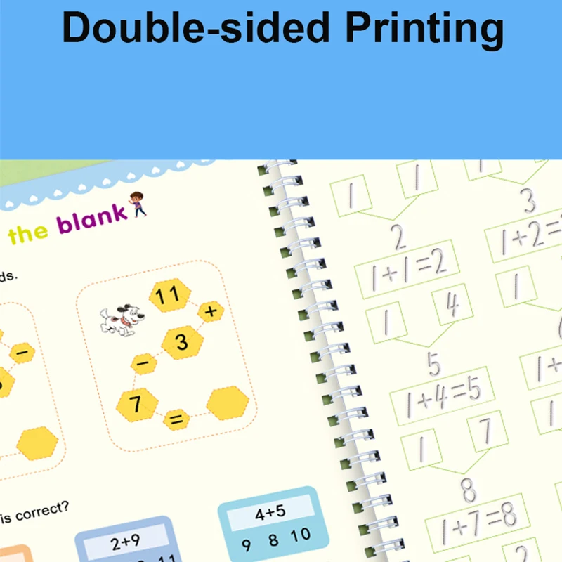 Set di quaderni con inchiostro magico da 4 pezzi per bambini, quaderni di esercizi riutilizzabili per la scrittura a mano per la progettazione di modelli di scanalature e ausilio per la scrittura a mano
