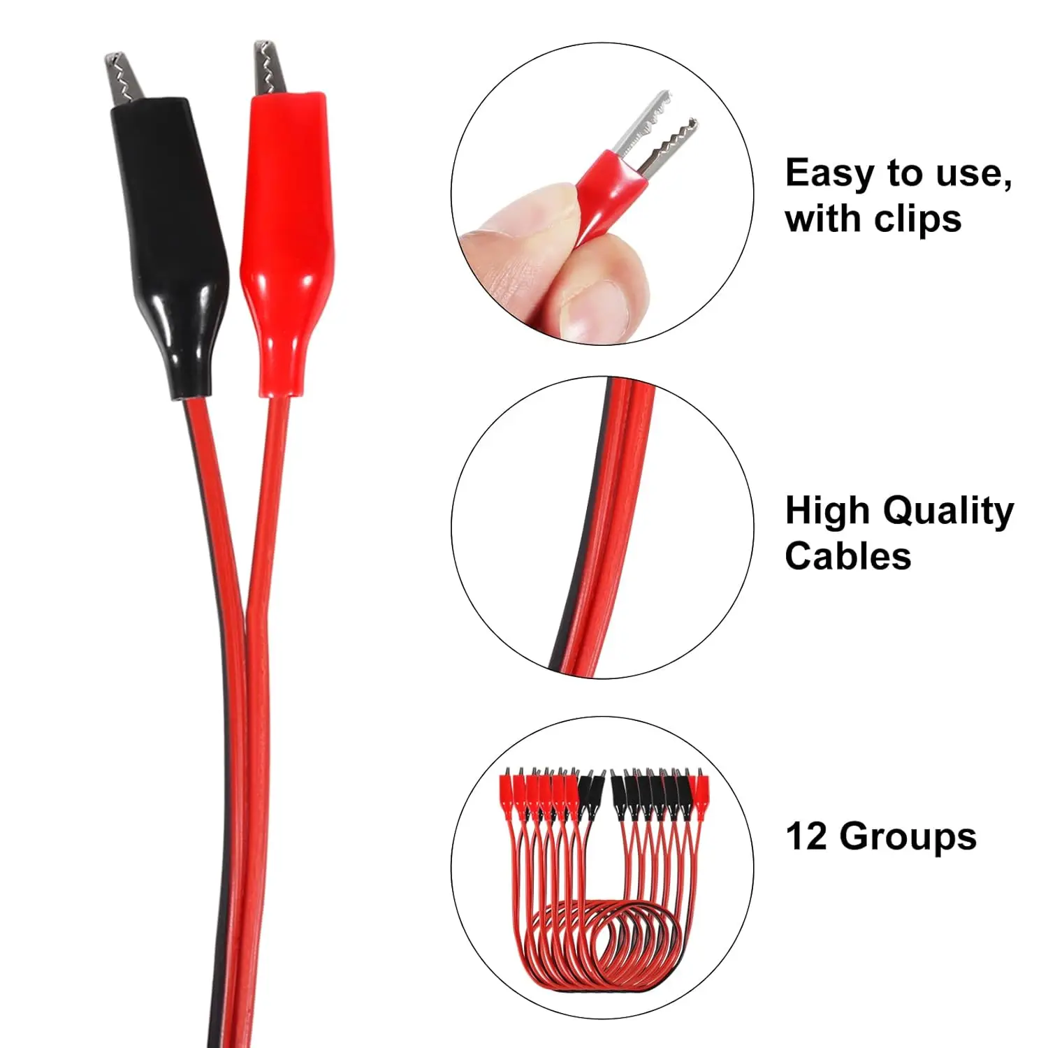 Aokin 1M cocodrilo Cilp a conector Banana Cable de prueba conector de plomo sonda de doble probador Clip de cocodrilo para multímetro herramienta de medida