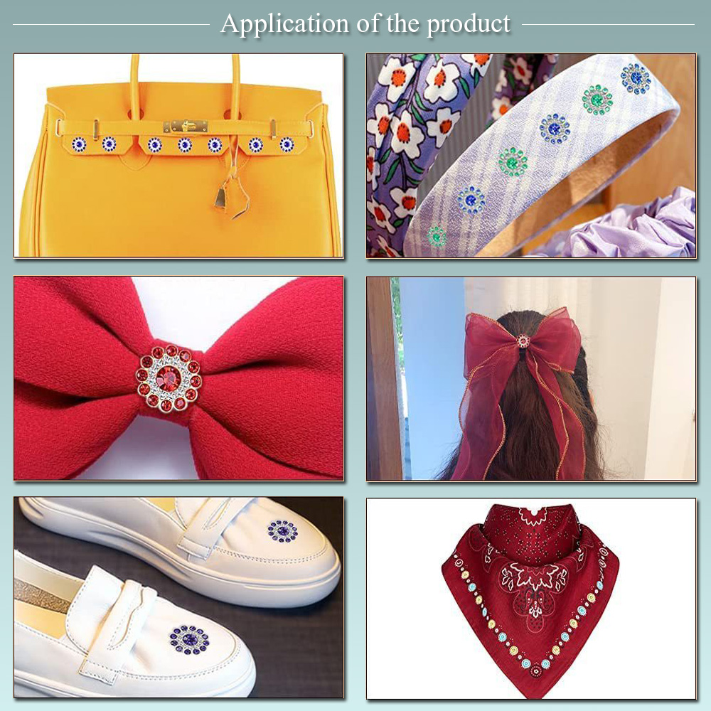 8Mm-12Mm Hoa Móng Vuốt Ren Nút Vàng Đế Lấp Lánh Tinh Thể Hạt May Trên Đá Cho Quần Áo May phụ Kiện Đá Quý