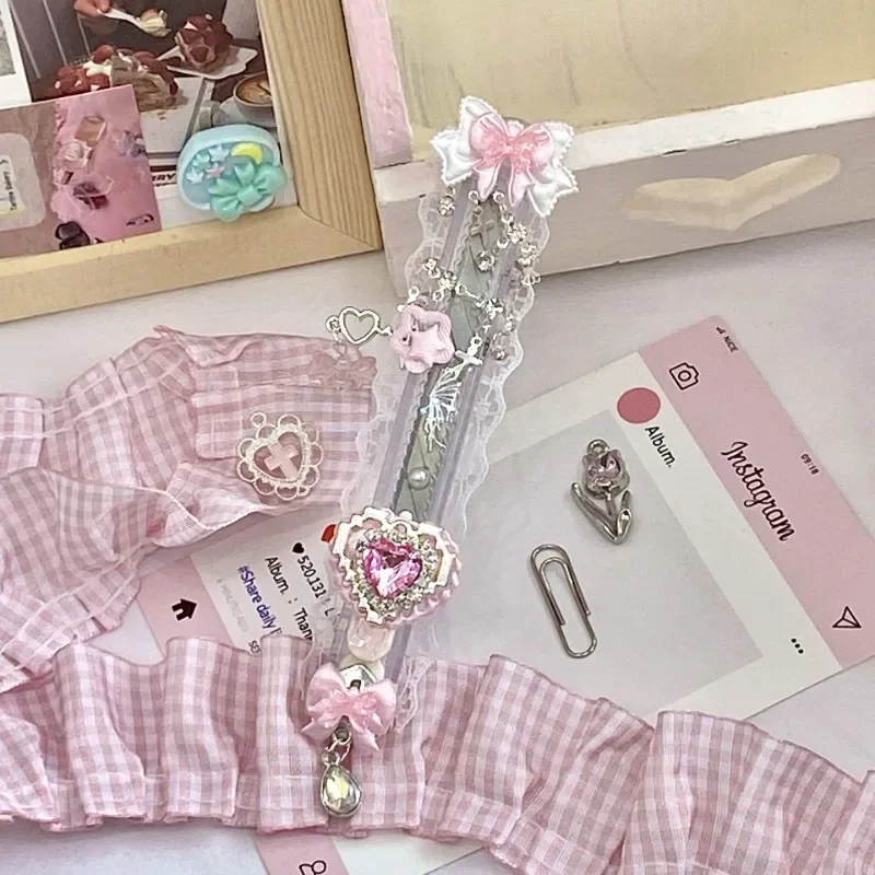 Lindo abridor de cartas espada Retro japonés Color rosa estilo corazón arco Stat caja cortador dulce papelería álbum de recortes cuchillo de utilidad