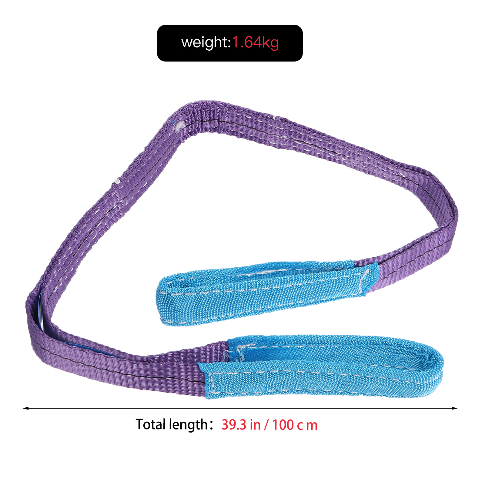 1T polyester hijsband Platte riemen Heavy Duty Lift Sling Strap Constructie Dubbele gesp singelband Sterke steken