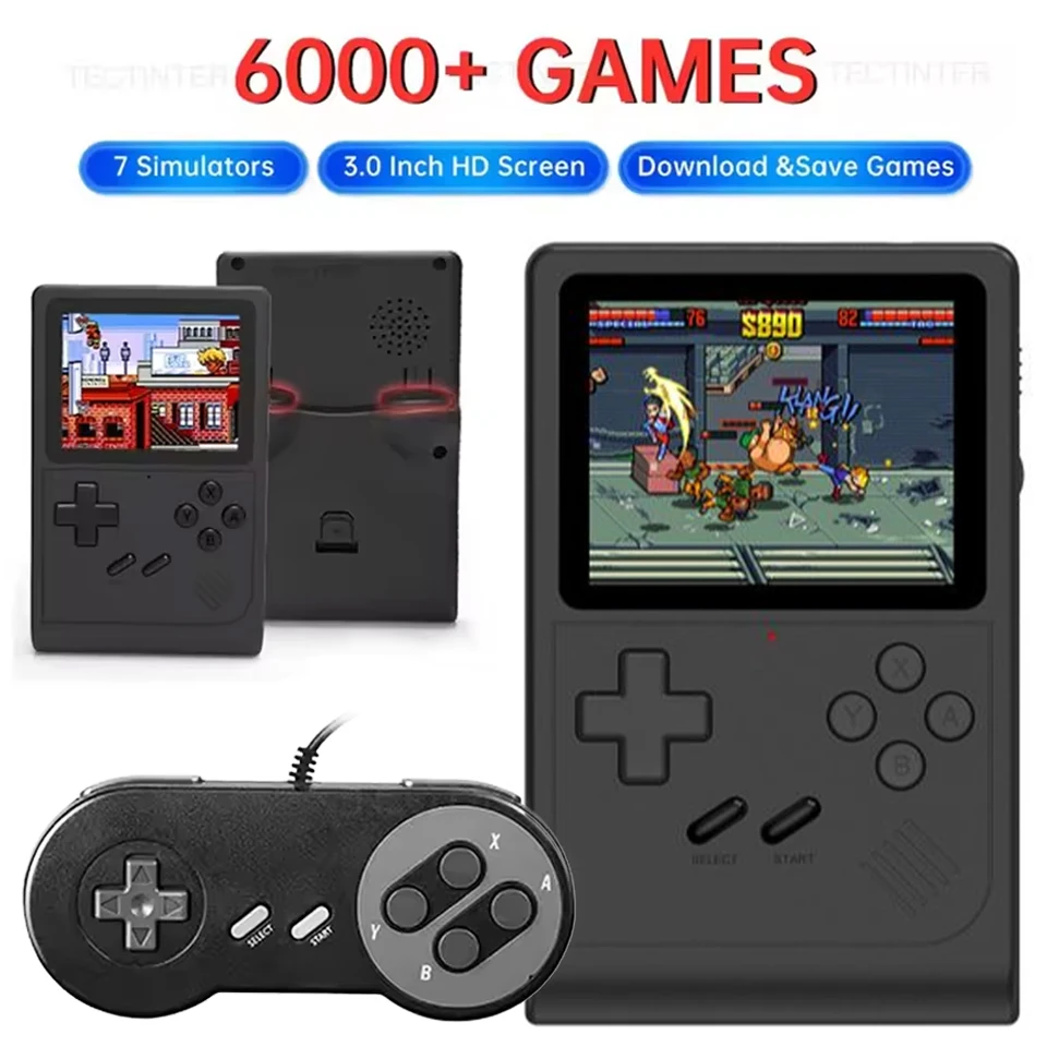 GB300 3.0インチスクリーン ポータブル 携帯ゲーム機 レトロゲーム機 8GB内蔵 6000種類以上のゲーム FC/GB対応 AV出力