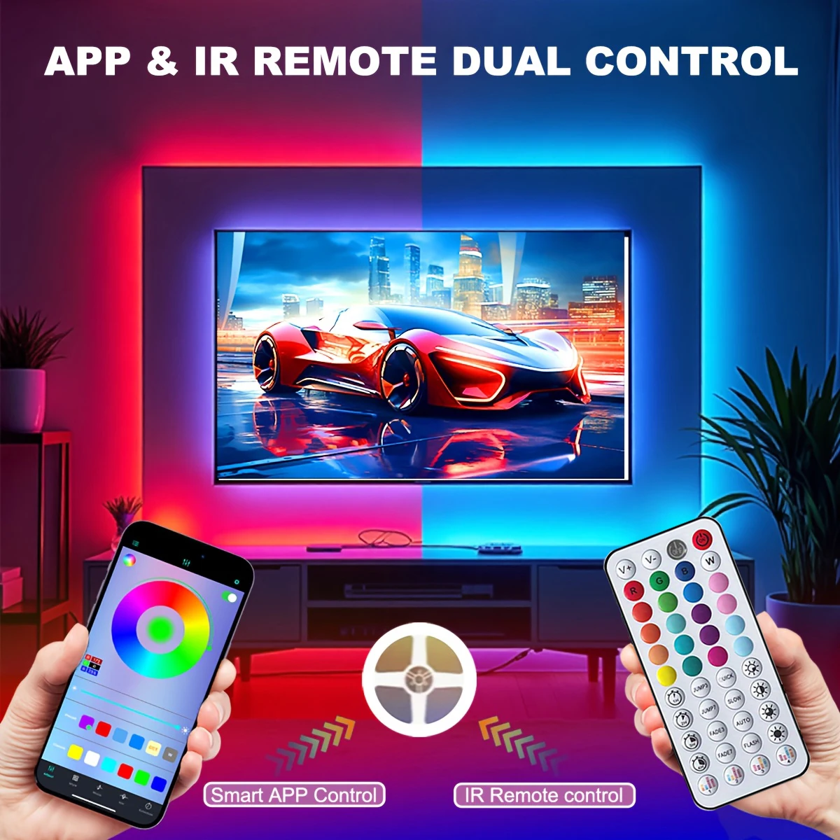 RGB-LED-Streifenlichter mit APP-Steuerung, Musik-Synchronisierung, USB 5 V, LED-Bandlichter für Zimmer, Party, Dekoration, TV-Hintergrundbeleuchtung, flexibles Band