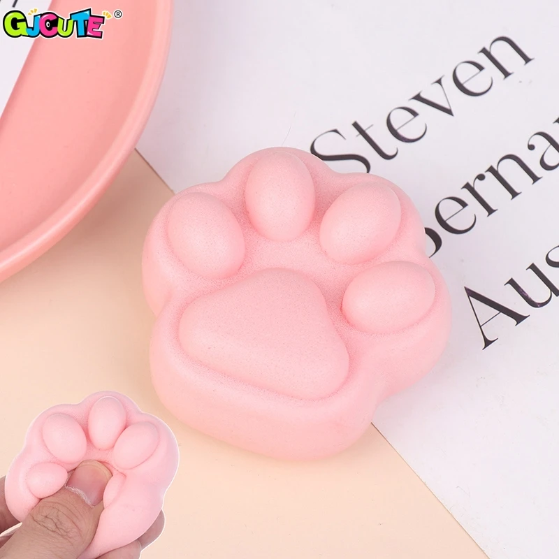 Cute Pink Small Cat Paw Slow Rebound Fidget Toy Cat Foot Wet Soft Finger Pinch Decompression Squishy Toy Release Toys