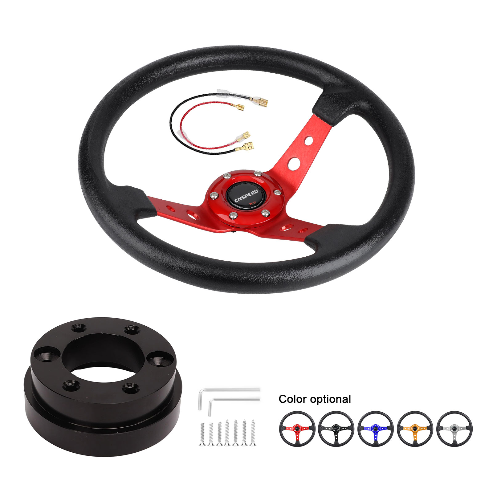 14Inch 350Mm Pu Lederen Auto Racing Stuur Met Adapter Plaat 70Mm Pcd Voor Logitech G29 G920 G923 Voor Racespel