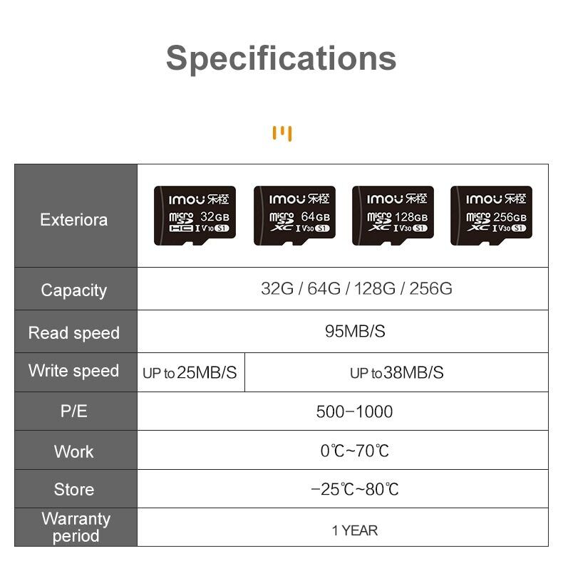 Dahua Imou SD Memory Card 32GB 64GB 128GB 256GB Exclusive Micro SD Card for IP Cameras Video Intercom Baby Minitor