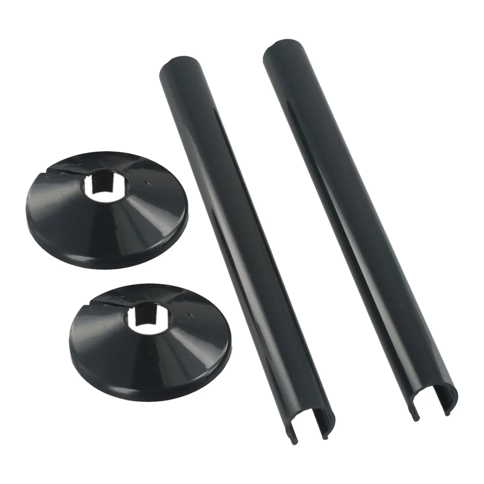 2pcs Pipes Radiator Pipe Covers Sleeve 15mm Collars Cut Fi Bathroom Chrome Black Plastic Decorative Covers Faucets Accessories