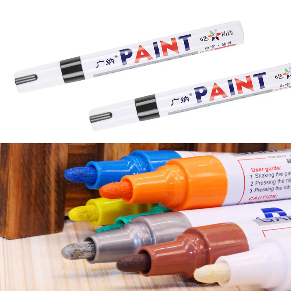 Stylo de marquage huileux étanche blanc pour voitures, marqueur de peinture en caoutchouc automatique, métal CD, retouche graffiti, marqueur de peinture en continu, 1PC