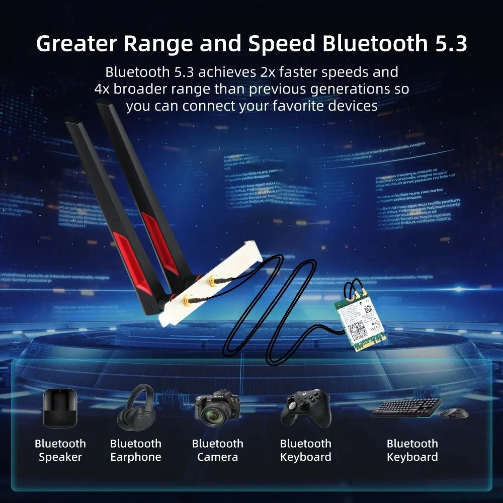 WiFi 6E AX210 M.2 Draadloze Adapter 2.4G/5G/6GHz Bluetooth 5.3 Wi-Fi 6 AX210NGW NGFF 10DBI Antenne Set Voor Desktop/PC Win10/11