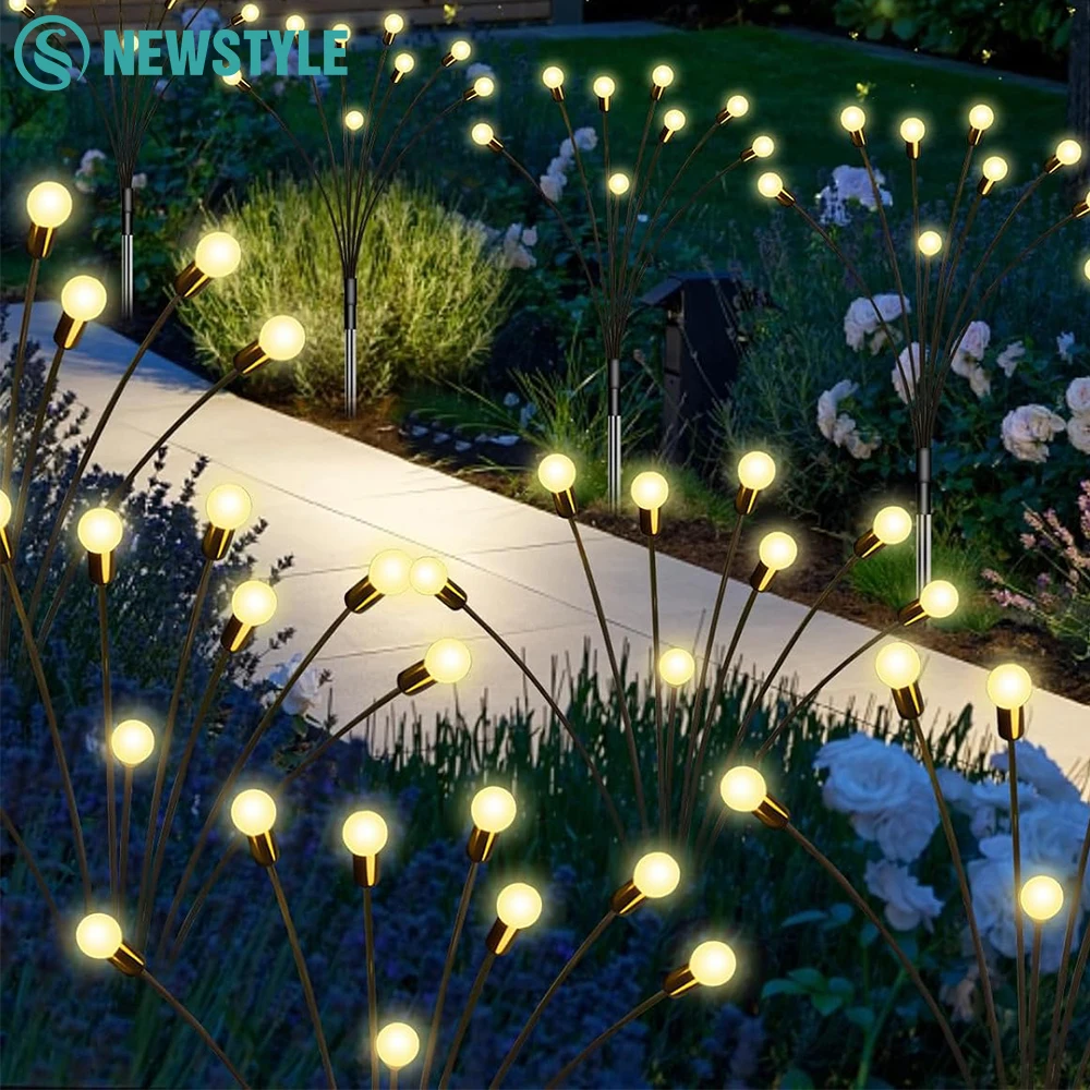 1 szt. Zewnętrzna Solarna Lampka Wróżkowa z Efektem Migotania Światełek, 8/10 LED RGB Ciepła Kolorystyka, Wodoodporna Lampka Ogrodowa na Patio, Dekoracja Świąteczna Bożonarodzeniowa