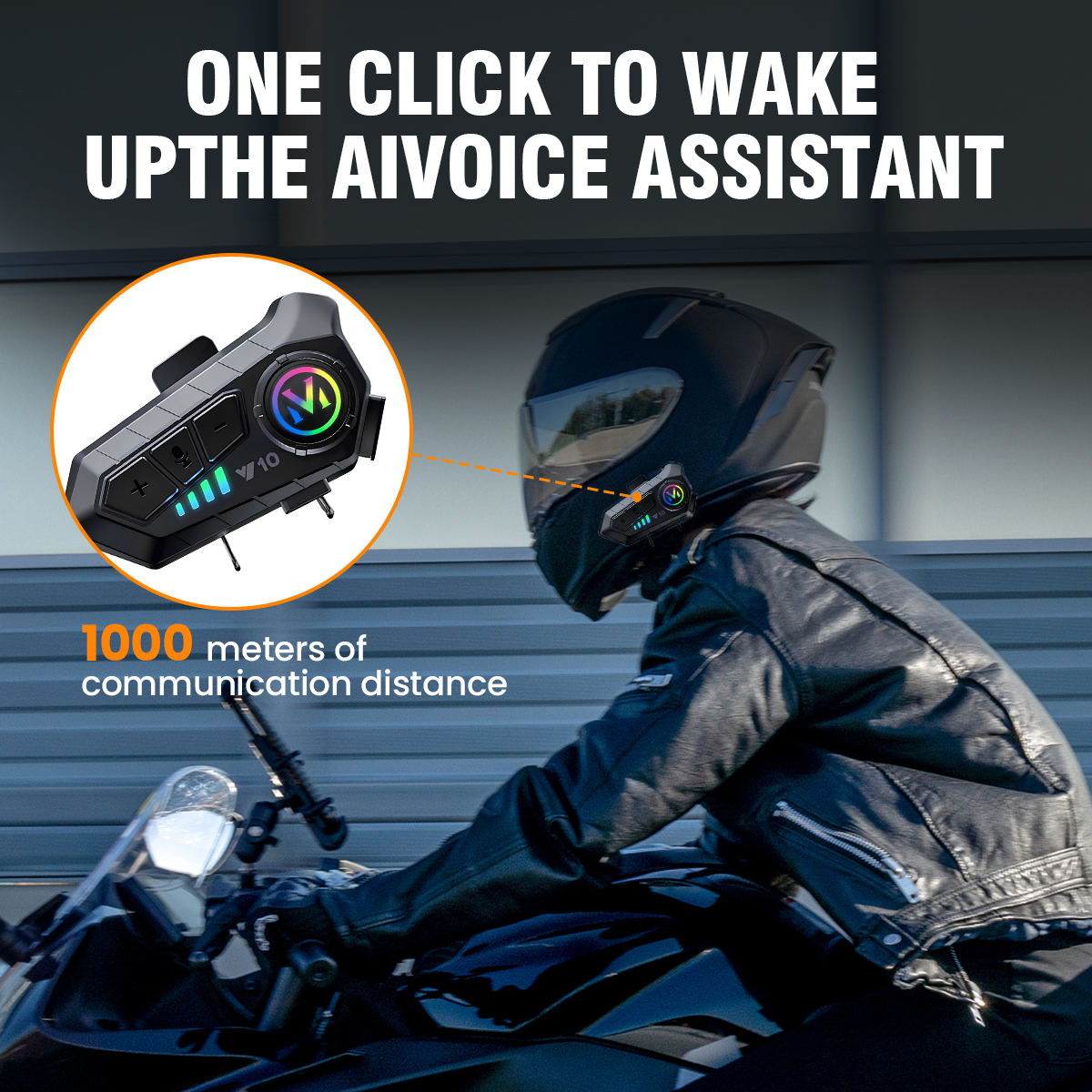 Interfone para motocicleta, fone de ouvido para capacete bt 5.3, intercomunicador para 2 pilotos, 300m, à prova d'água, compartilhamento de música, novo