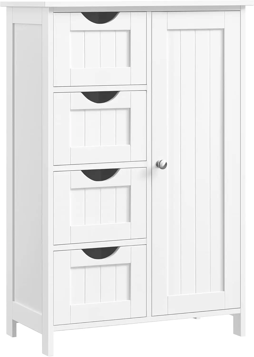 VASAGLE Badezimmerschrank, schmaler Badschrank, Beistellschrank, Kommode, mit 4 Schubladen, Schranktür, adjustable Storage, 30