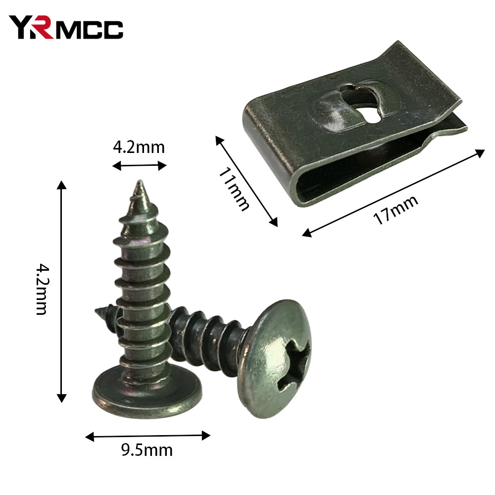 Clipe fixador de carro tipo u, kit de clipes de parafuso de metal para bandeja inferior, proteção contra respingos, parafusos de para-choque, capa de motor automático, acessórios de carro