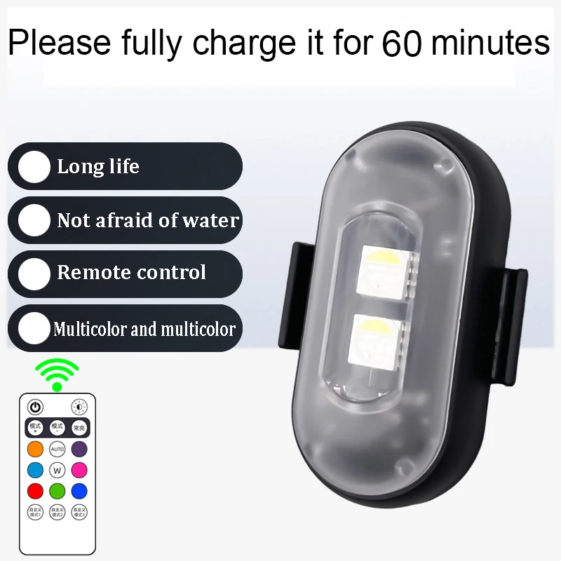 Luzes estroboscópicas de aeronave led rgb, luzes para motocicleta, posição de flash, luz sem fio, avião, helicóptero, luzes de advertência