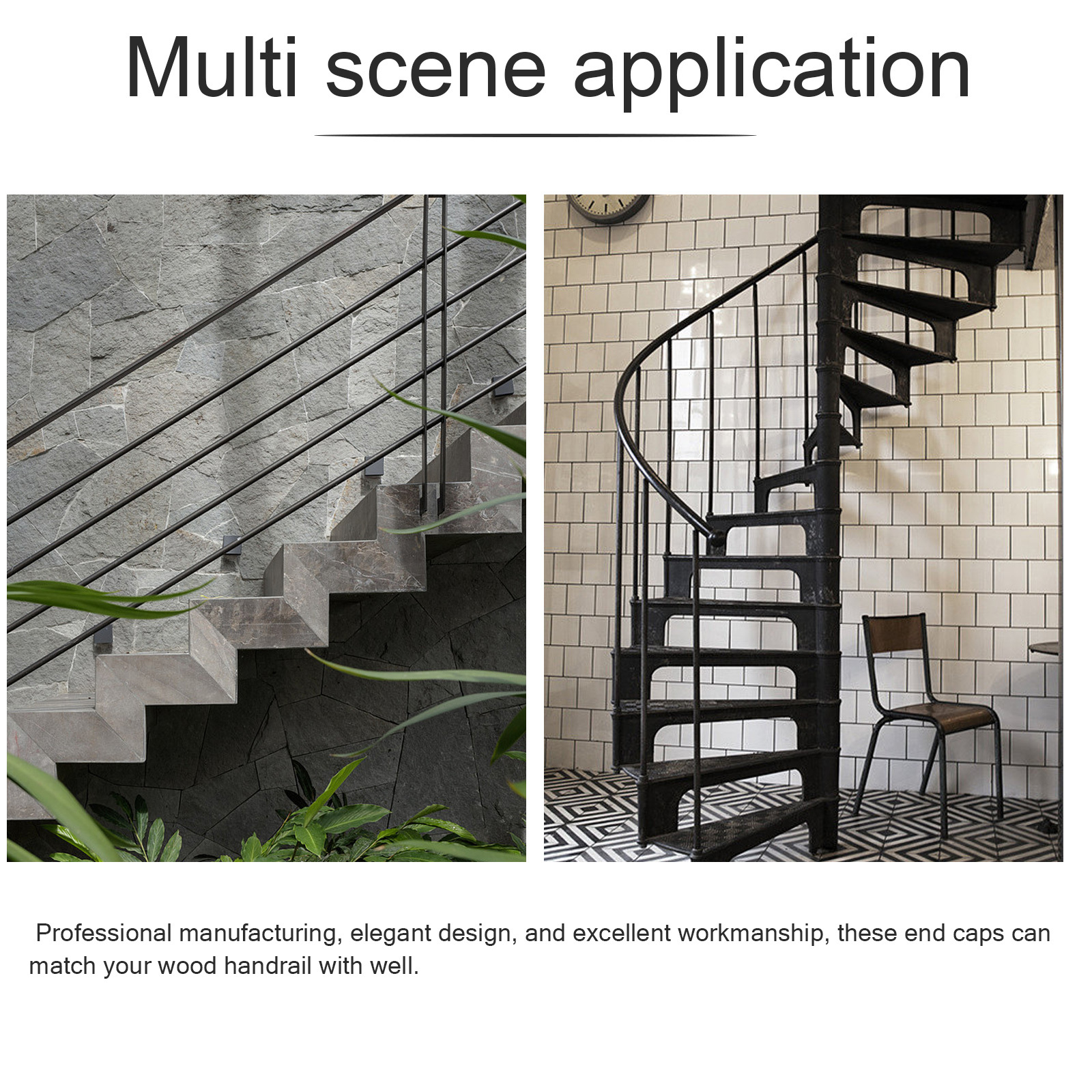 2 pçs corrimão tampas de extremidade metal aço inoxidável redondo corrimão de madeira plugues protetor tubo acessórios uso ao ar livre