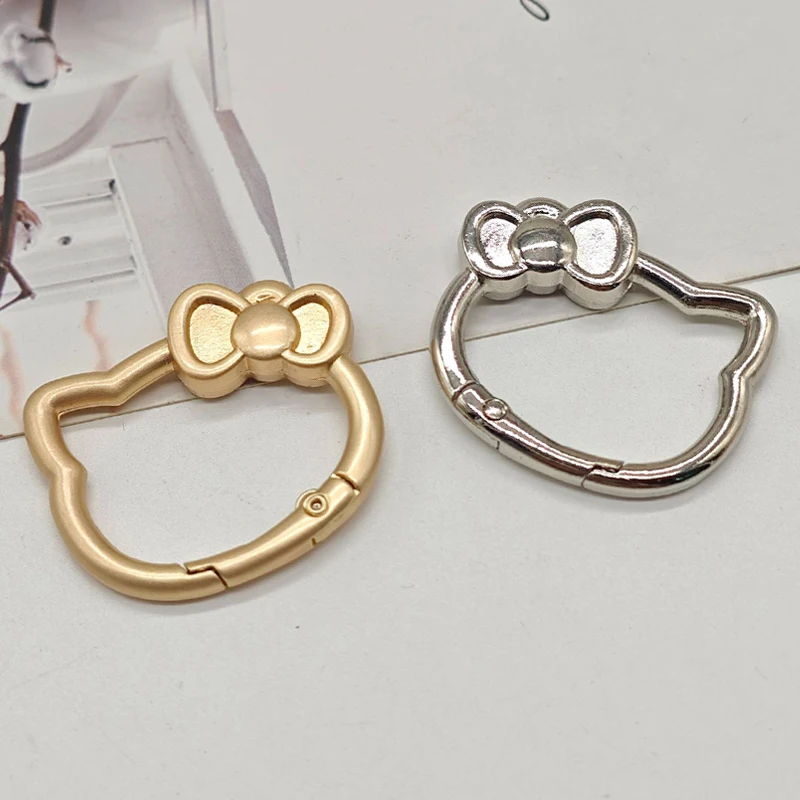 Hello Kitty Anime Metal Key Ring Spring Clasp Openable Cute Carabiner Keychain Clips Hook Pendant Chain DIY Buckle Accessories