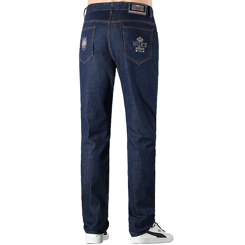 2024 pantalones vaqueros de verano para hombre, pantalones vaqueros largos Bruce & Shark para hombre, pantalones vaqueros elásticos de algodón, moda informal holgada, pierna recta, talla grande 42