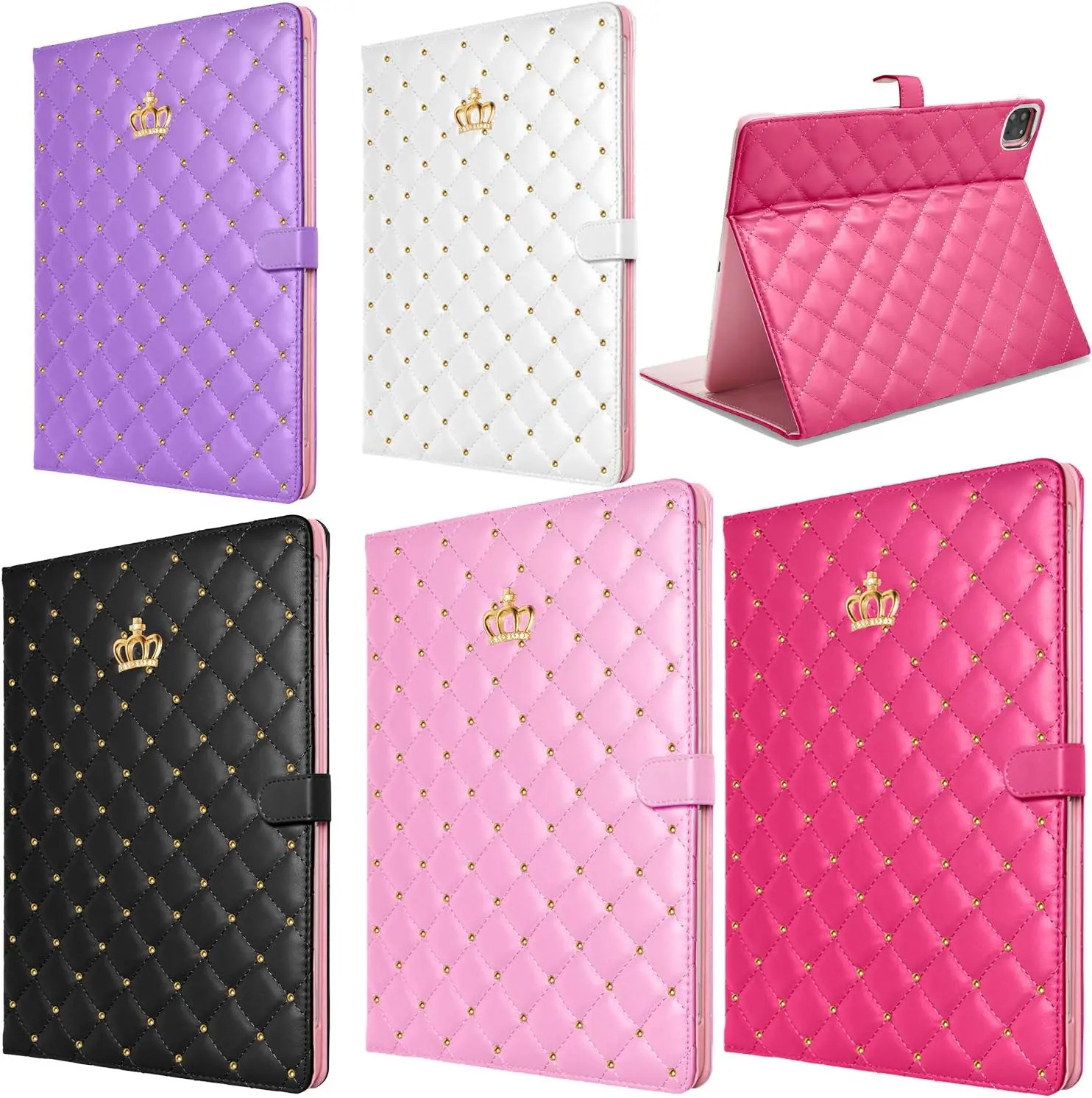 Роскошный чехол Crown Bling Diamond для iPad Air 11 2024 Pro 11 9.7 10.2 Mini 4 5 6 Чехол из искусственной кожи iPad 7th 8th 9th 10th Gen