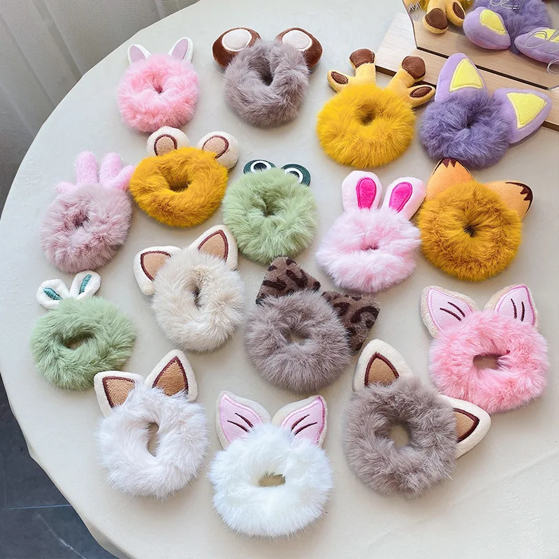 1 Uds. Nuevos accesorios bonitos para el cabello, cuerda para el cabello de piel falsa, coleteros de oso, bandas de goma elásticas para el cabello para mujeres y niñas, soporte para cola de caballo para niños