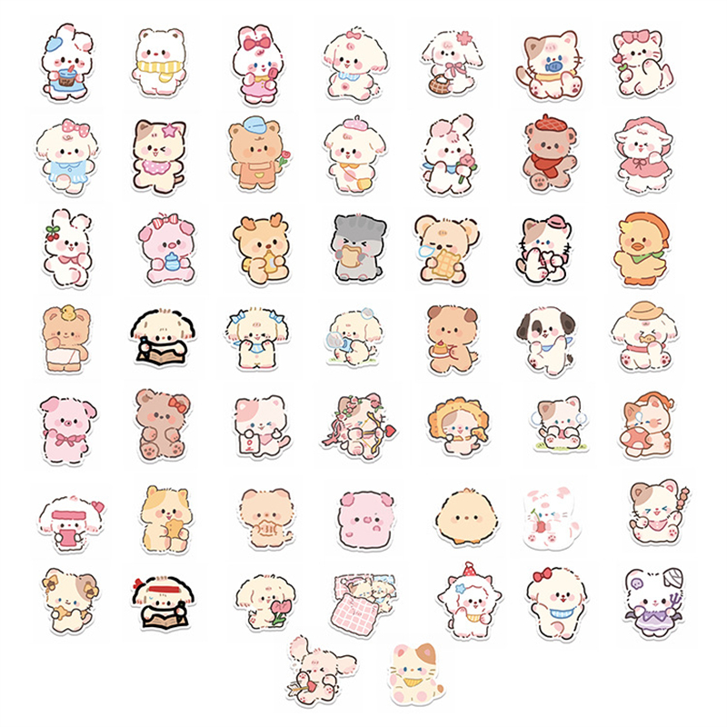 100 個かわいい遊び心のあるクマ動物ステッカースクラップブッキングスティックラベル日記ジャーナル文具アルバムステッカーデカール DIY 子供のおもちゃ